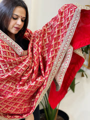 Woven Bandhej Banarasi Dupatta in Fine Georgette with Zardosi Work