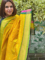Yellow Handwoven Ikat Dupatta Pure Silk-Cotton