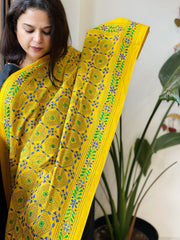 Yellow Handmade Kantha Dupatta in Pure Cotton