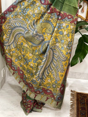 Handpainted Kalamkari Saree in Pure Tussar Silk