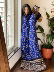 Blue Rai Bandhani, Ajrakh Dupatta with Gotapatti Handwork in Gajji Silk