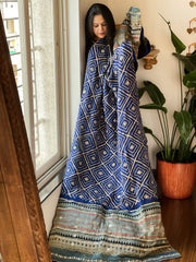 Blue Rai Bandhani, Ajrakh Dupatta with Gotapatti Handwork in Gajji Silk