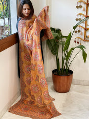 Yellow Chinon Dupatta with Aari Embroidery