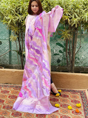 Lavender Handwoven Banarasi Rangkhat Dupatta in Pure Katan Silk