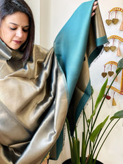 Firozi Zari Reversible Woollen Shawl