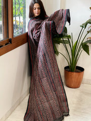 Black Handmade Kantha Dupatta in Silk