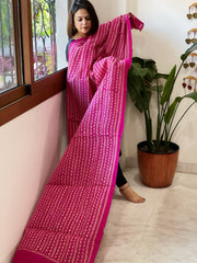 Pink Handmade Kantha Dupatta in Silk