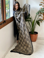 Black Handmade Kantha Dupatta in Silk