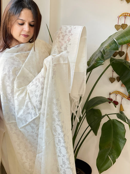 Handwoven Chanderi Dupatta with Self Design