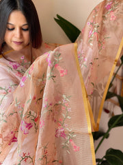 Organza Dupatta with cross-stitch embroidery