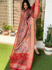 Printed Kalamkari with Patola Pallu Dupatta in Fine Art Silk