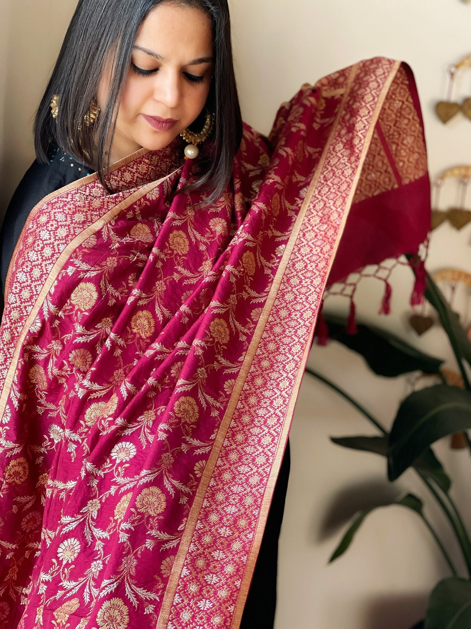 Silk Banarasi Dupatta with Sona Rupa Zari Weaving