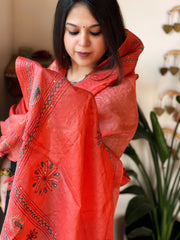 Tussar Silk Dupatta with Thread Embroidery