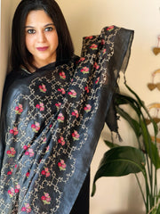 Tussar Silk Dupatta with thread embroidery