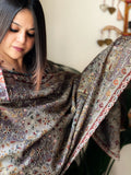 Woven Pashmina Kalamkari Stole with Gold Thread Embroidery