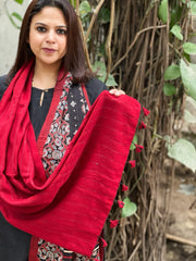 Ajrakh Handblock Printed Silk - Woollen Stole - Masakalee