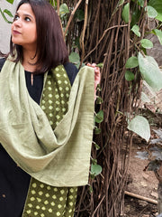 Ajrakh Handblock Printed Silk - Woollen Stole - Masakalee