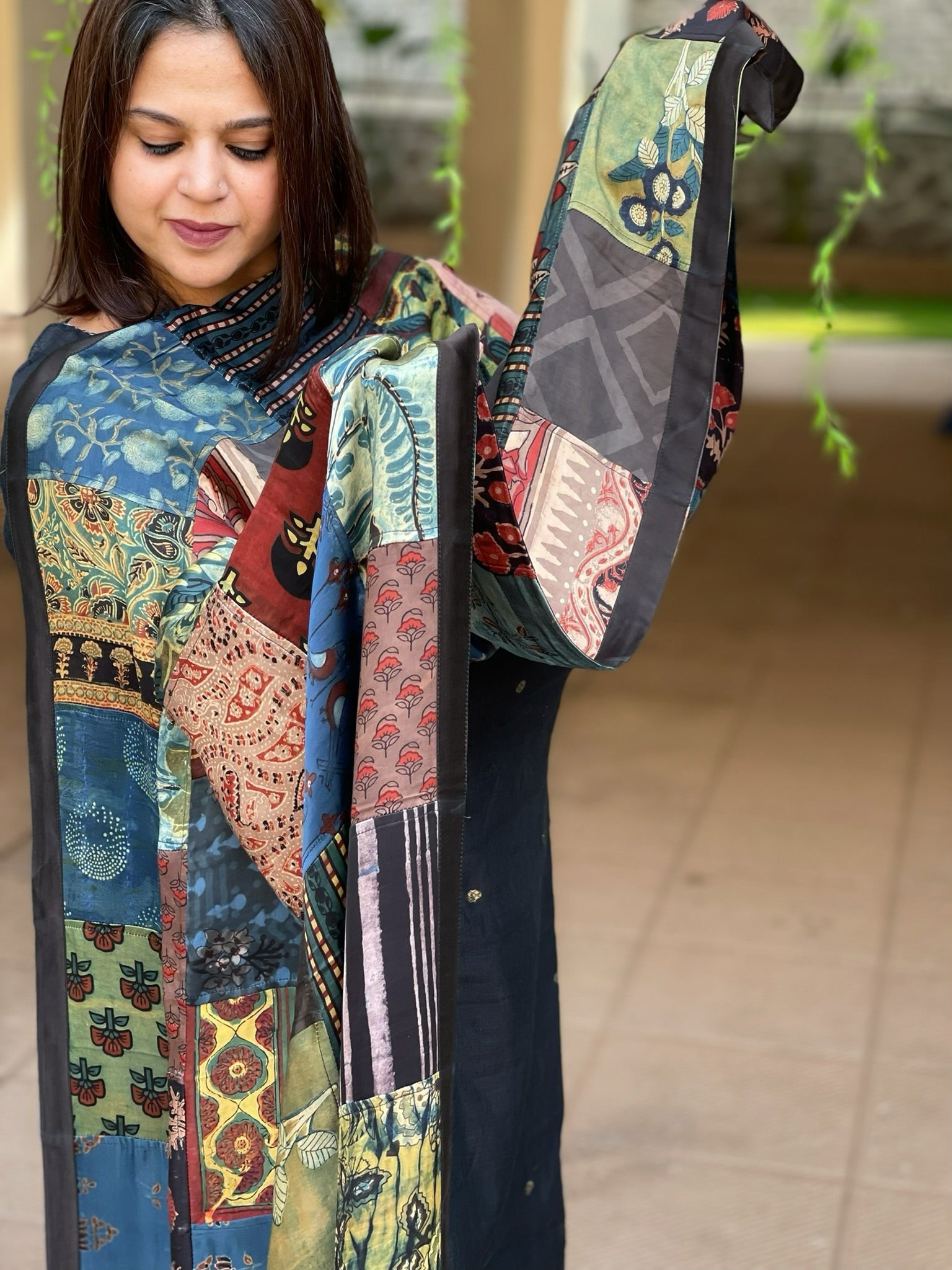 Ajrakh Patchwork Dupatta in Modal Silk - Masakalee