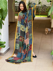 Ajrakh Patchwork Dupatta in Modal Silk - Masakalee