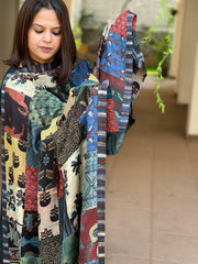 Ajrakh Patchwork Dupatta in Modal Silk - Masakalee