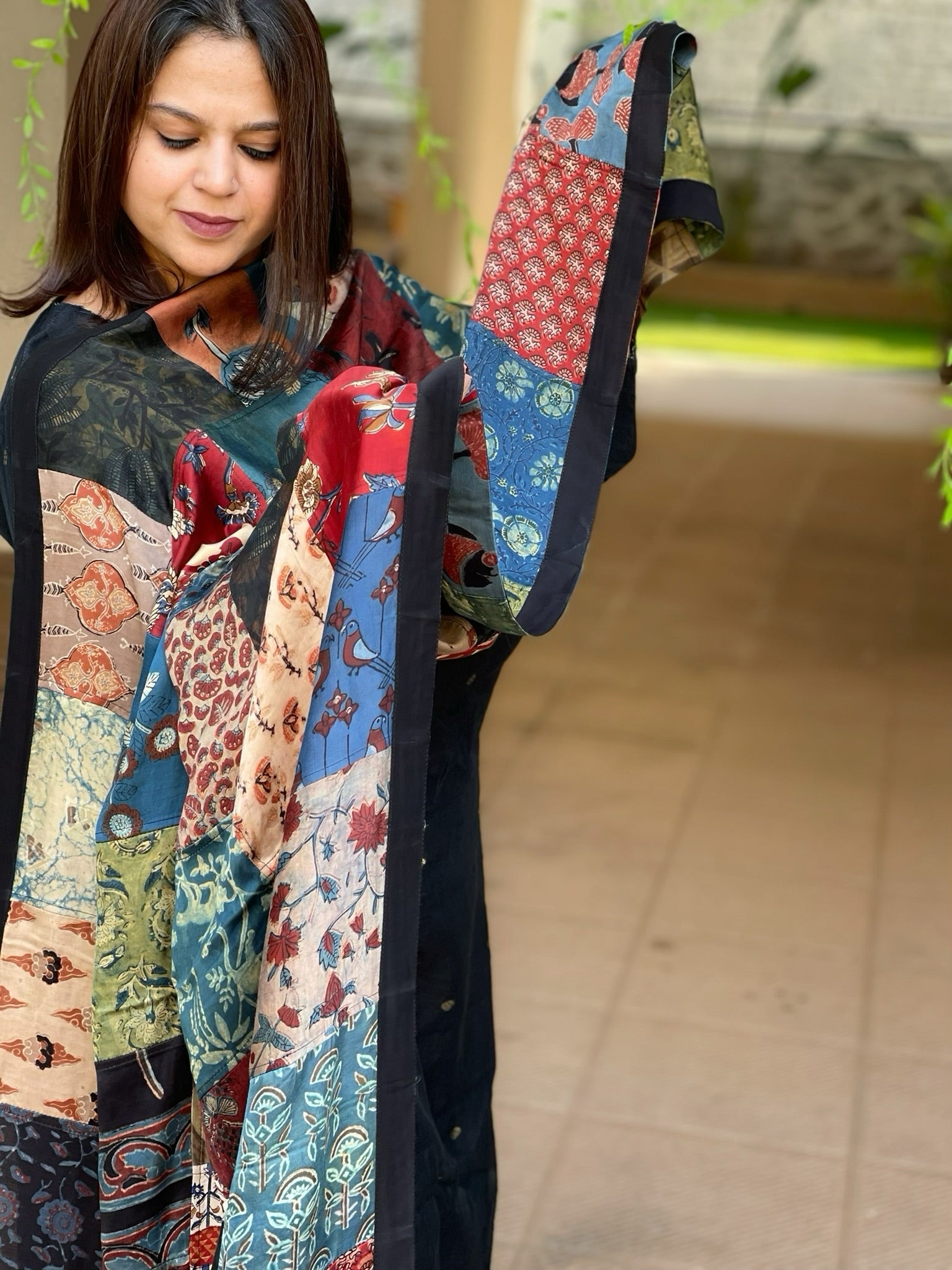 Ajrakh Patchwork Dupatta in Modal Silk - Masakalee