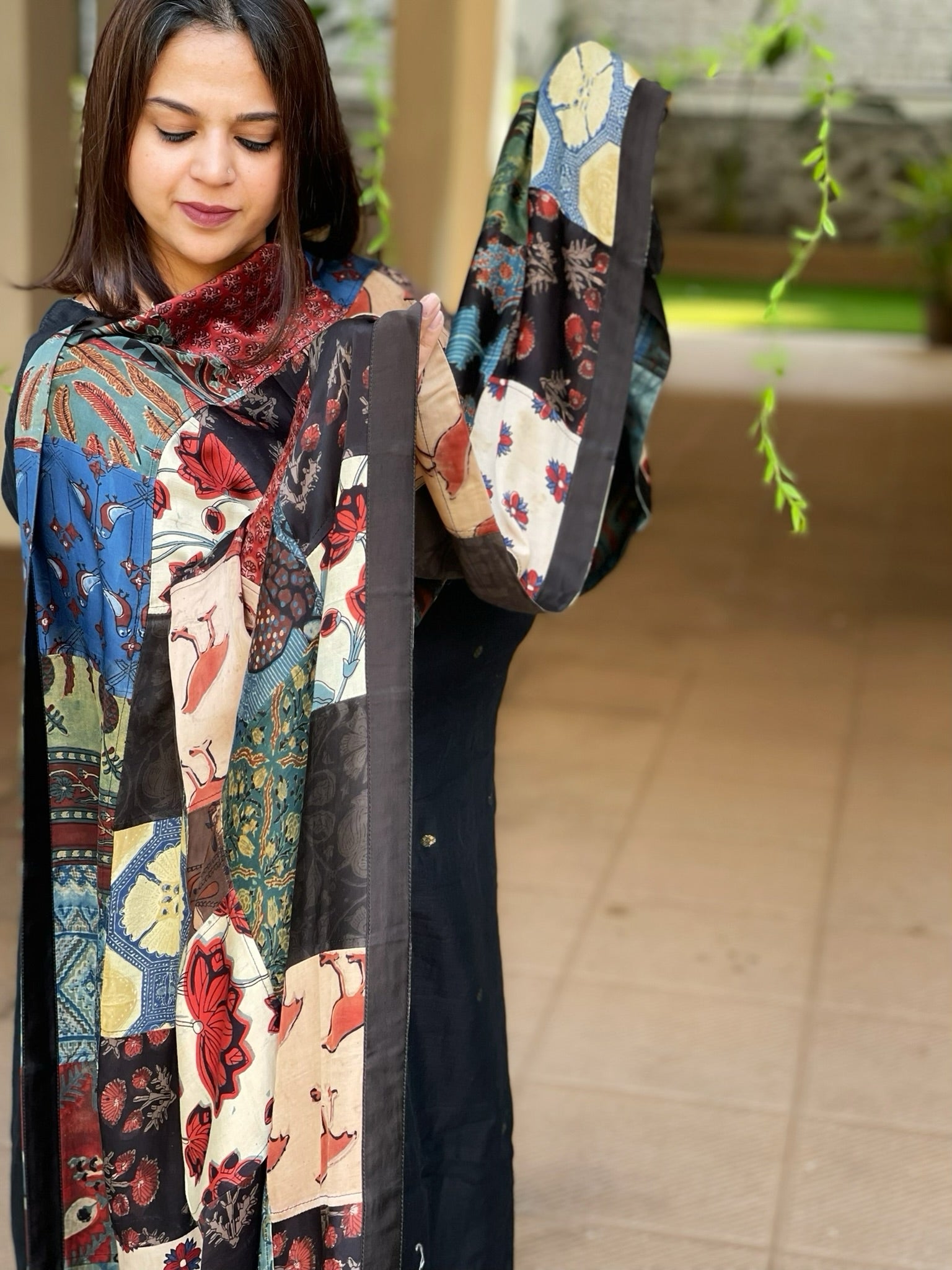 Ajrakh Patchwork Dupatta in Modal Silk - Masakalee