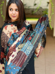 Ajrakh Patchwork Dupatta in Modal Silk - Masakalee