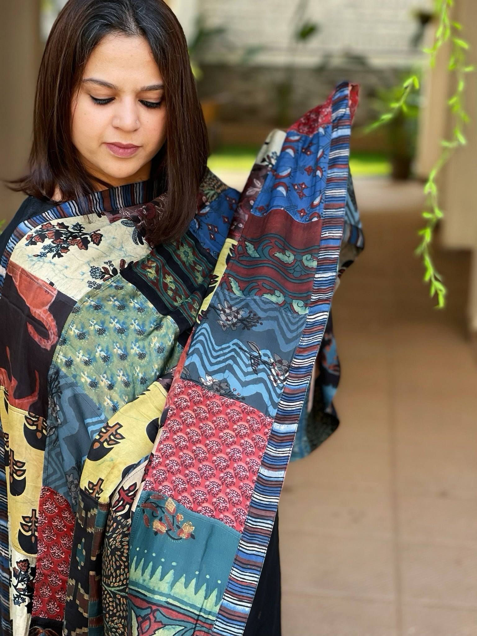 Ajrakh Patchwork Dupatta in Modal Silk - Masakalee