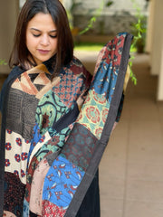 Ajrakh Patchwork Dupatta in Modal Silk - Masakalee