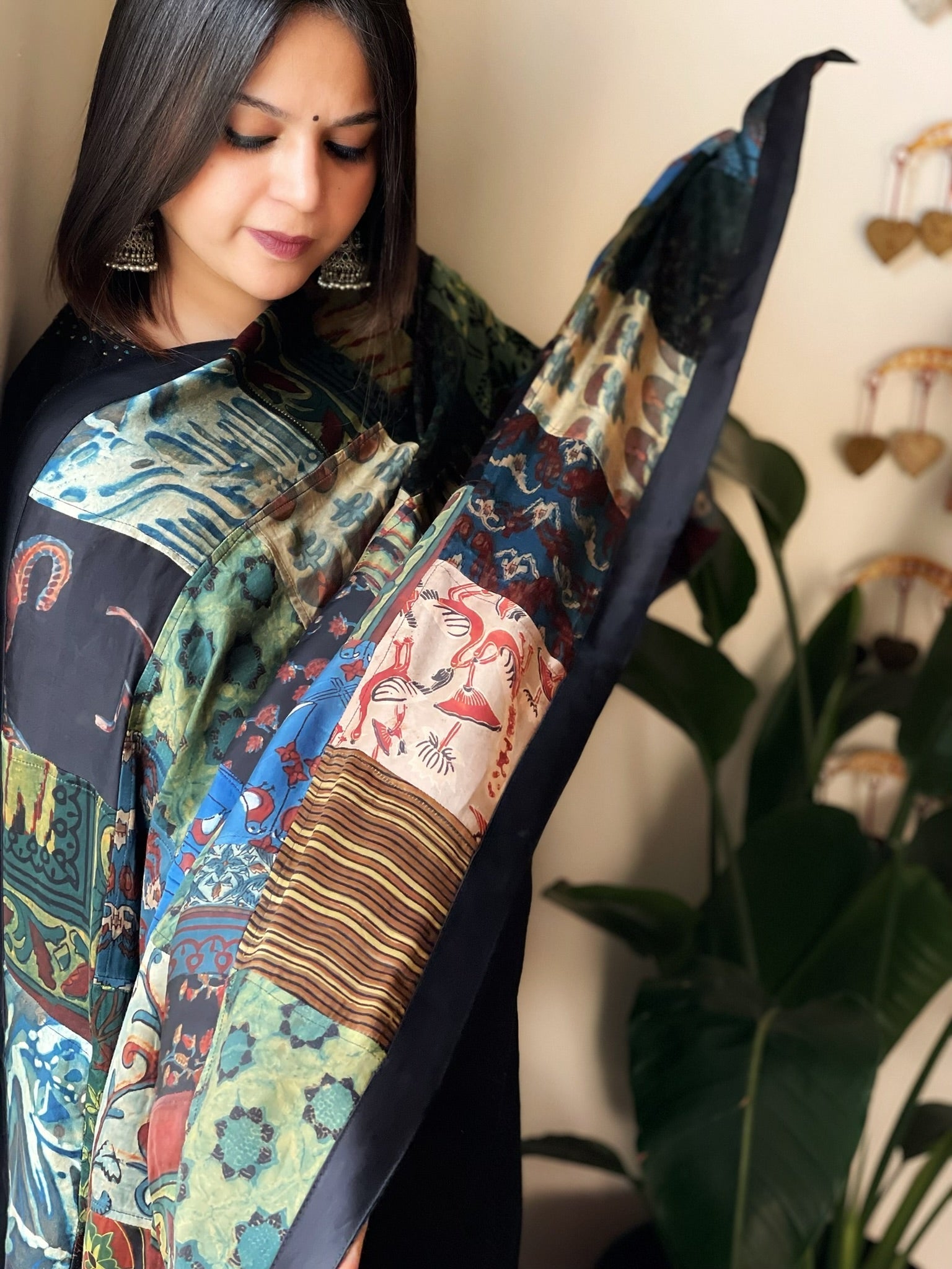 Ajrakh Patchwork Dupatta in Silk - Masakalee