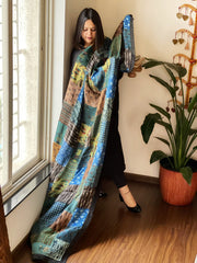 Ajrakh Patchwork Dupatta in Silk - Masakalee