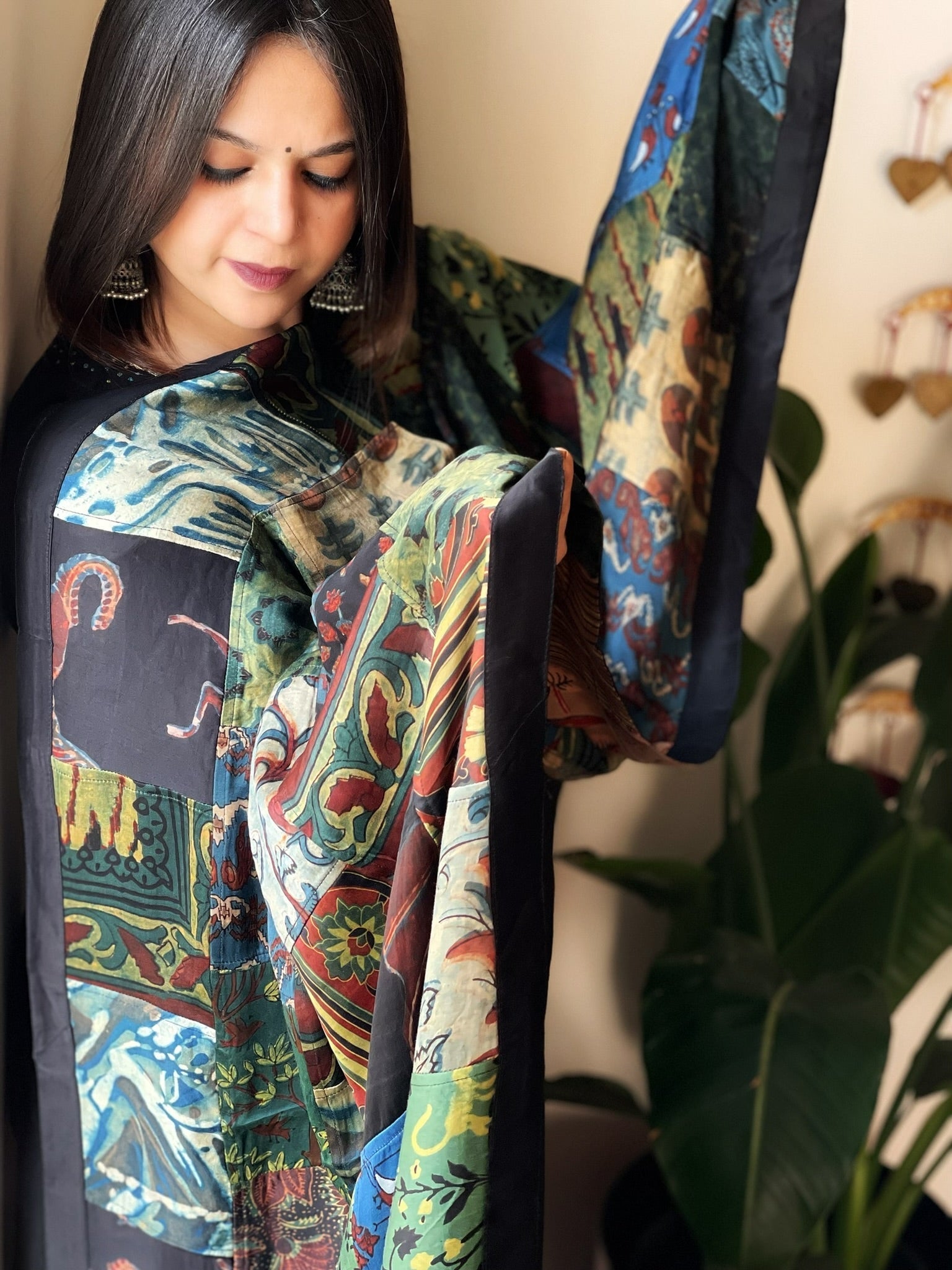 Ajrakh Patchwork Dupatta in Silk - Masakalee