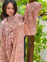 Antique Rose Parsi Gara Embroidery Dupatta in Georgette - Masakalee