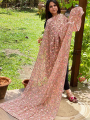 Antique Rose Parsi Gara Embroidery Dupatta in Georgette - Masakalee