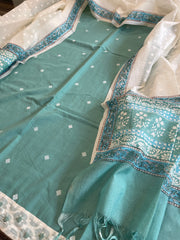 Aqua Green Handwoven Suit Sets in Pure Cotton - Masakalee