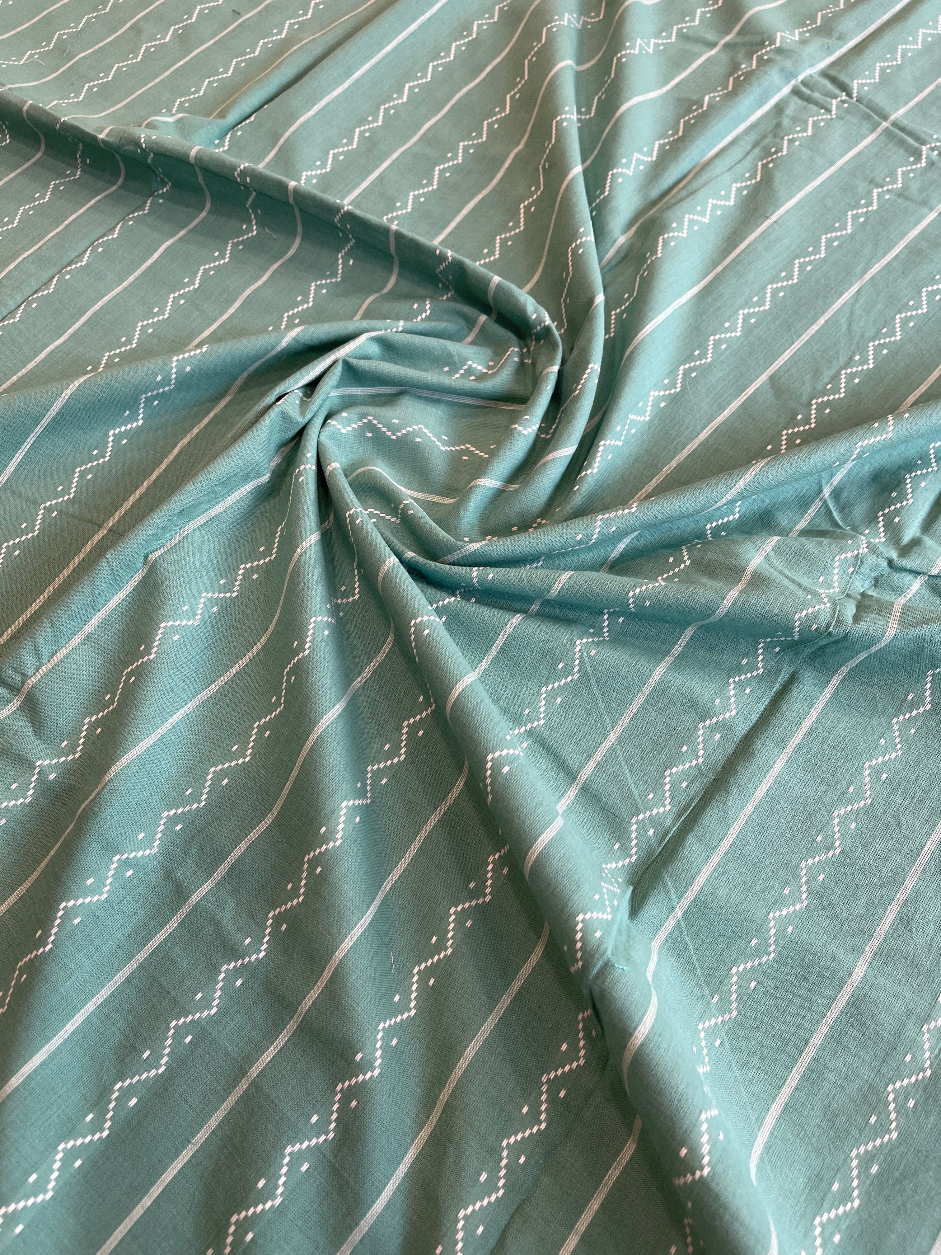 Aqua Green Handwoven Suit Sets in Pure Cotton - Masakalee