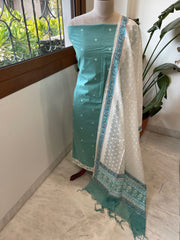 Aqua Green Handwoven Suit Sets in Pure Cotton - Masakalee