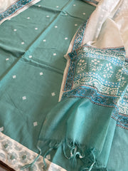 Aqua Green Handwoven Suit Sets in Pure Cotton - Masakalee
