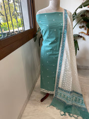 Aqua Green Handwoven Suit Sets in Pure Cotton - Masakalee