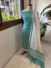 Aqua Green Handwoven Suit Sets in Pure Cotton - Masakalee