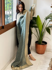 Aqua Green Woven Banarasi Dupatta in Tissue - Masakalee