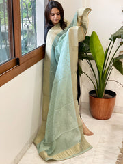 Aqua Green Woven Banarasi Dupatta in Tissue - Masakalee