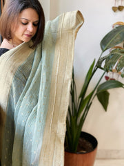 Aqua Woven Banarasi Dupatta in Tissue - Masakalee