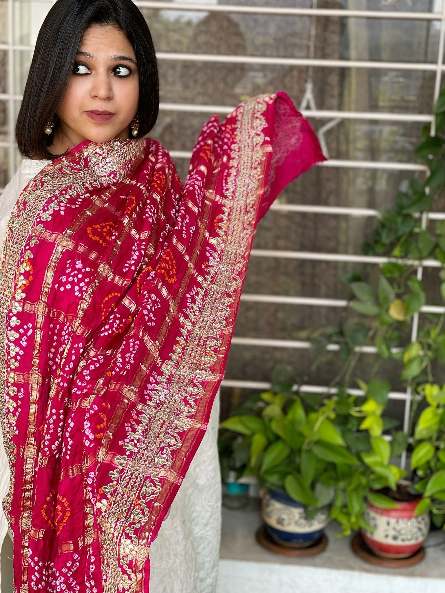 Bandhani Dupatta with Gotapatti Handwork with Zari Pallu in Pure Silk - Masakalee