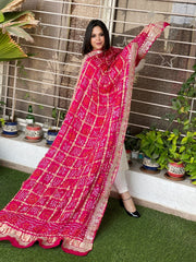 Bandhani Dupatta with Gotapatti Handwork with Zari Pallu in Pure Silk - Masakalee