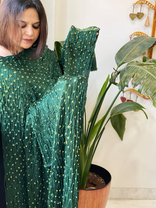 Bandhani Dupatta with Zari Pallu in Modal Silk - Masakalee
