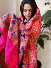 Bandhani with Woven Paithani Dupatta in Fine Blended Silk - Masakalee
