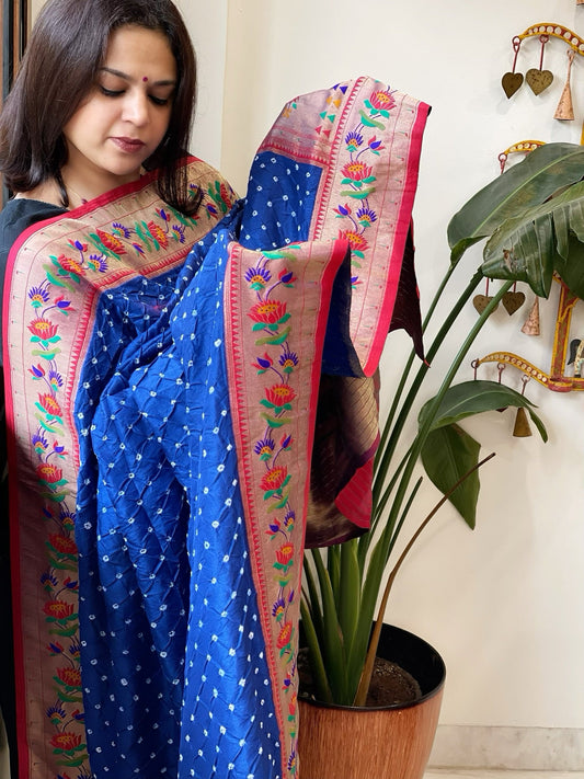 Bandhani with Woven Paithani Dupatta in Fine Blended Silk - Masakalee