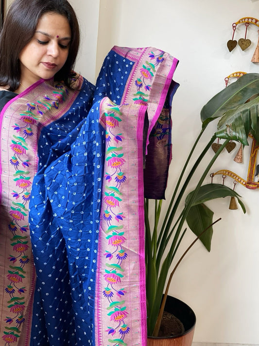 Bandhani with Woven Paithani Dupatta in Fine Blended Silk - Masakalee
