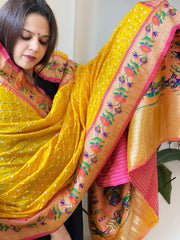 Bandhani with Woven Paithani Dupatta in Fine Blended Silk - Masakalee